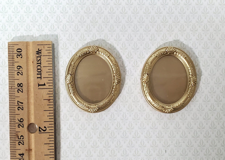 Dollhouse Oval Picture Frames Set of 2 Gold for Painting 1:12 Scale Miniatures Decor - Miniature Crush