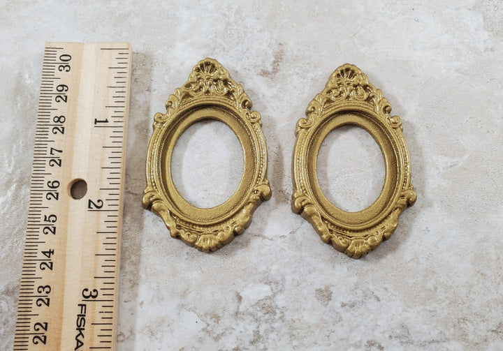 Dollhouse Oval Picture Frames Victorian Set of 2 Gold for Paintings 1:12 Scale Miniatures - Miniature Crush