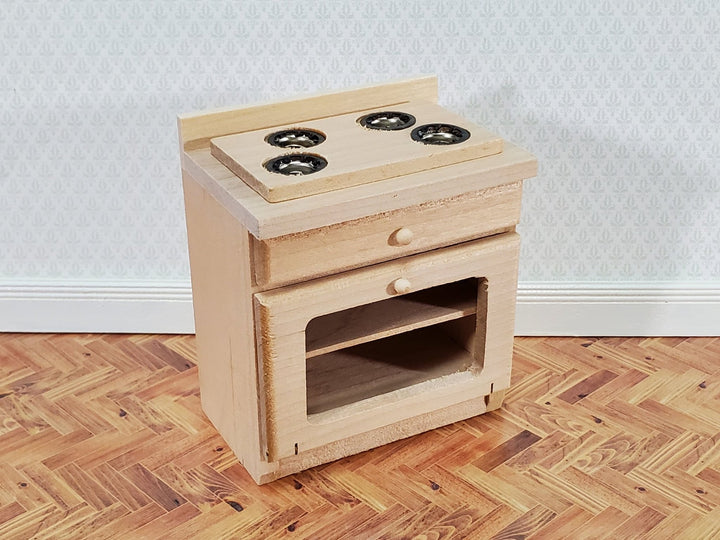 Dollhouse Oven with Stove Top 1:12 Scale Miniature Furniture Unpainted Wood - Miniature Crush