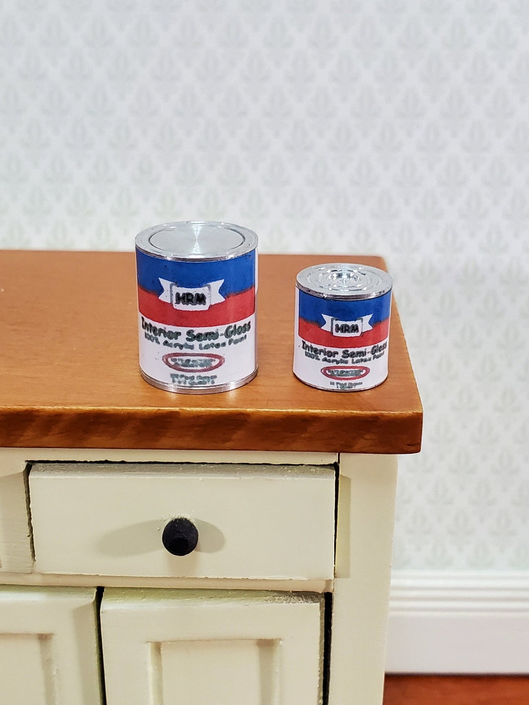 Dollhouse Paint Cans Metal Large and Medium Size 1:12 Scale by Hudson River Miniatures - Miniature Crush