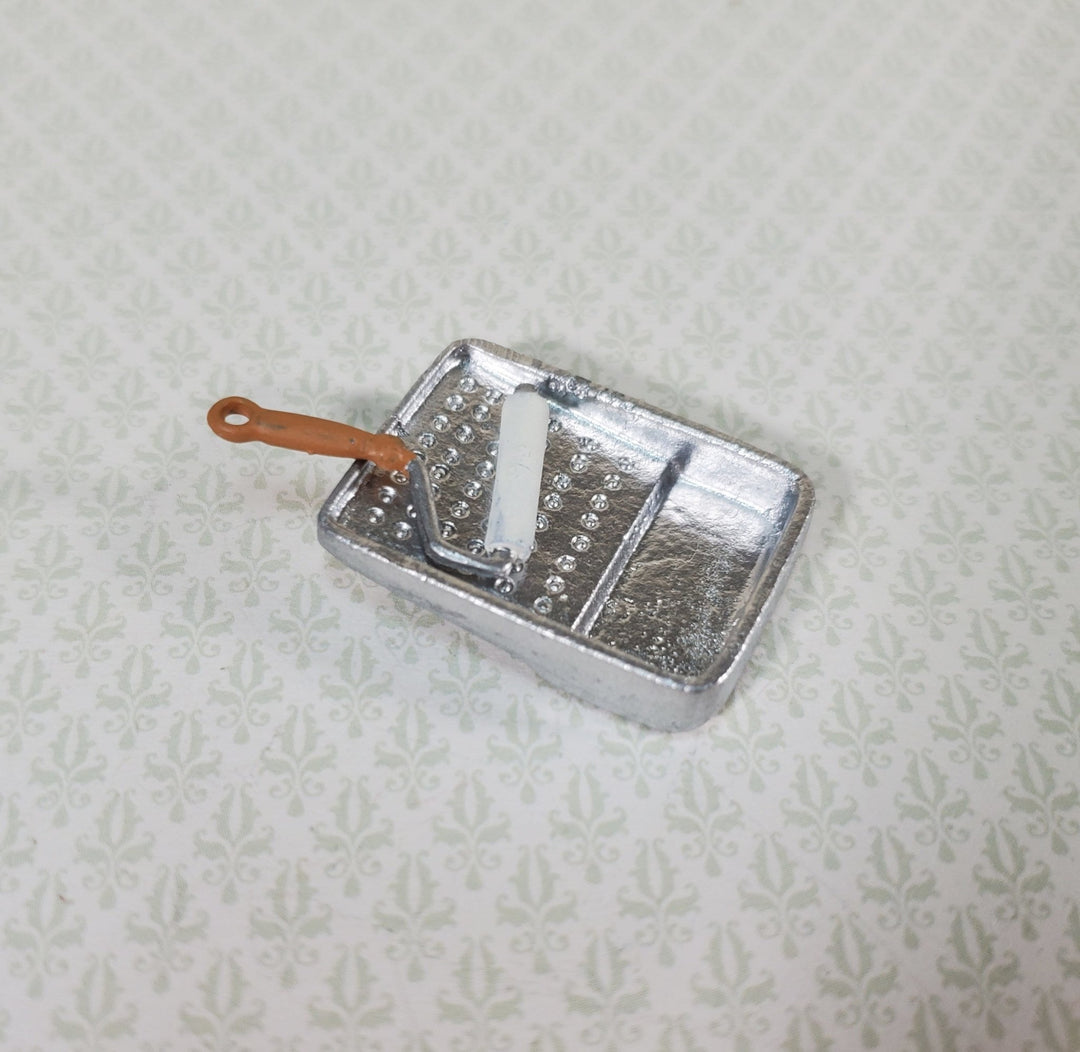 Dollhouse Paint Roller & Painting Pan 1:12 Scale Miniature Painted Metal - Miniature Crush