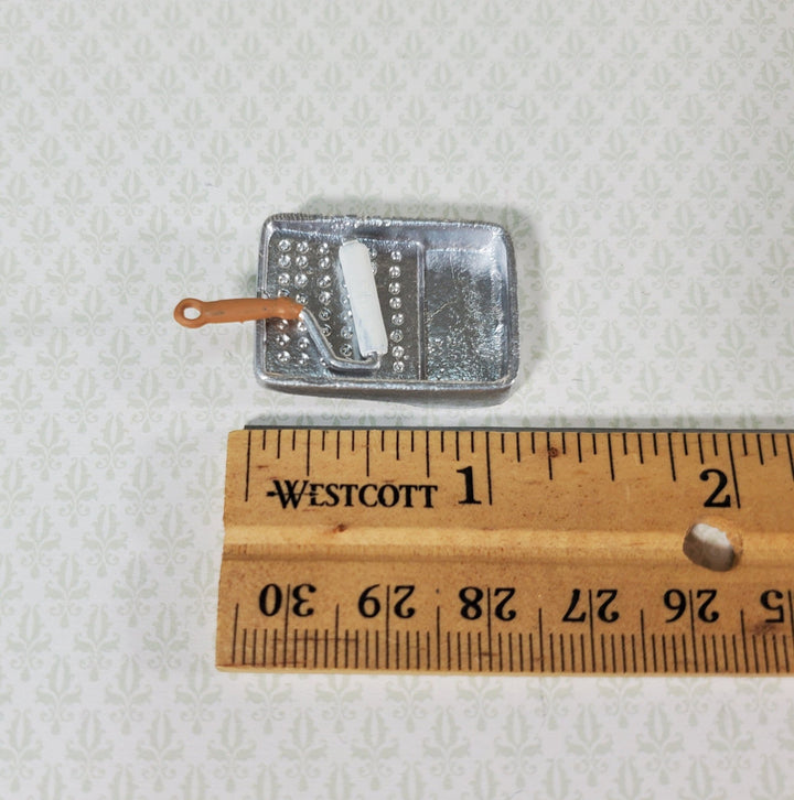 Dollhouse Paint Roller & Painting Pan 1:12 Scale Miniature Painted Metal - Miniature Crush
