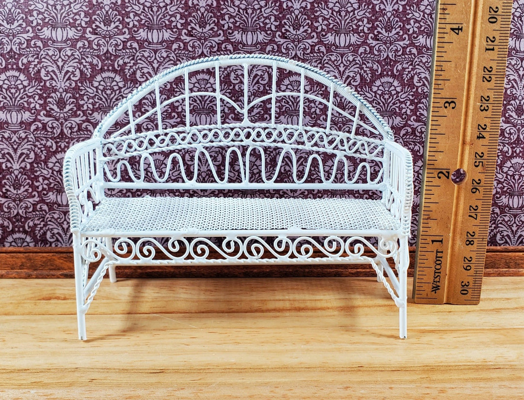 Dollhouse Patio Bench White Metal 1:12 Scale Miniature Fairy Garden Furniture - Miniature Crush