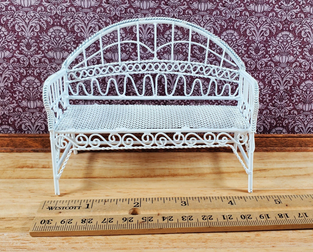 Dollhouse Patio Bench White Metal 1:12 Scale Miniature Fairy Garden Furniture - Miniature Crush