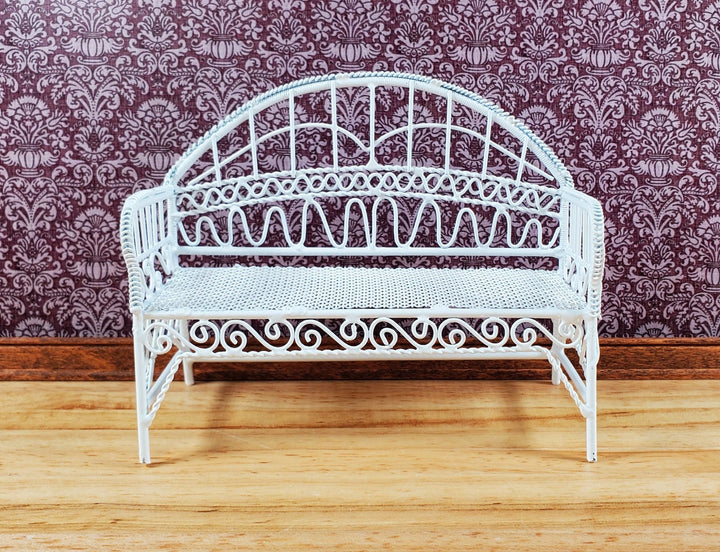 Dollhouse Patio Bench White Metal 1:12 Scale Miniature Fairy Garden Furniture - Miniature Crush