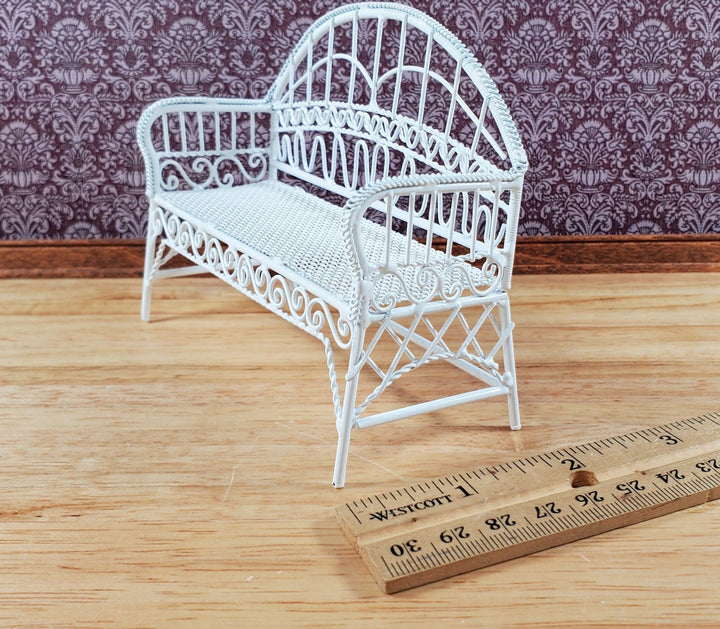 Dollhouse Patio Bench White Metal 1:12 Scale Miniature Fairy Garden Furniture - Miniature Crush