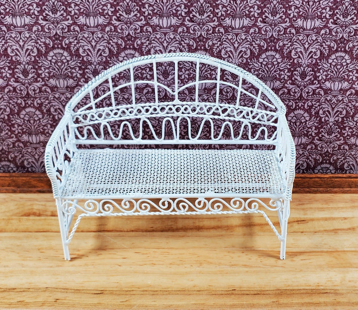 Dollhouse Patio Bench White Metal 1:12 Scale Miniature Fairy Garden Furniture - Miniature Crush