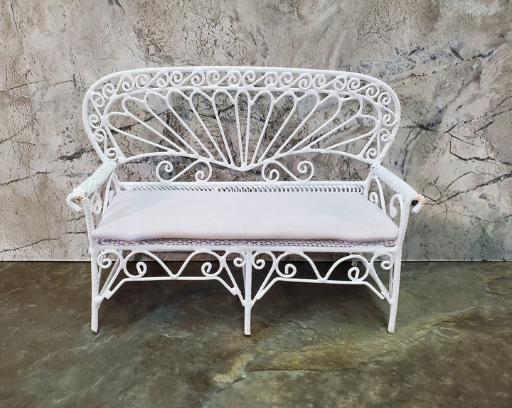 Dollhouse Patio Settee Sofa White Metal 1:12 Scale Miniature Fairy Garden - Miniature Crush