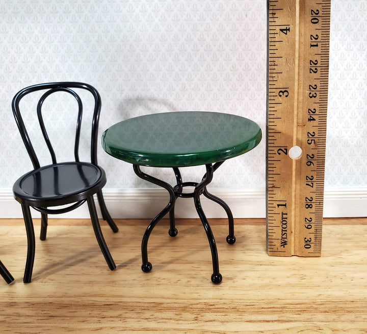 Dollhouse Patio Table Set Metal Green Marble Top 1:12 Scale Miniature Bistro - Miniature Crush