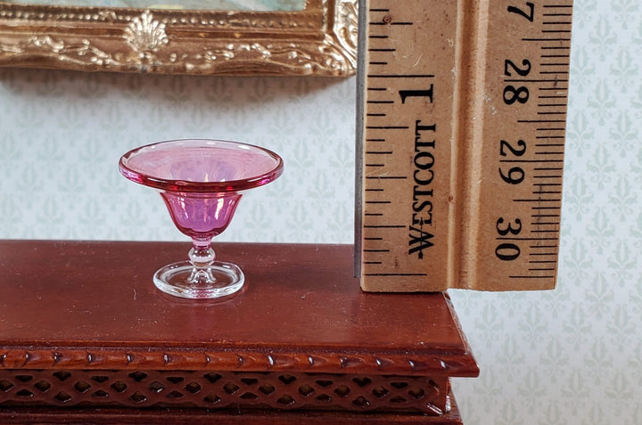 Dollhouse Pedestal Bowl Pink Cranberry Glass 1:12 Scale by Philip Grenyer - Miniature Crush