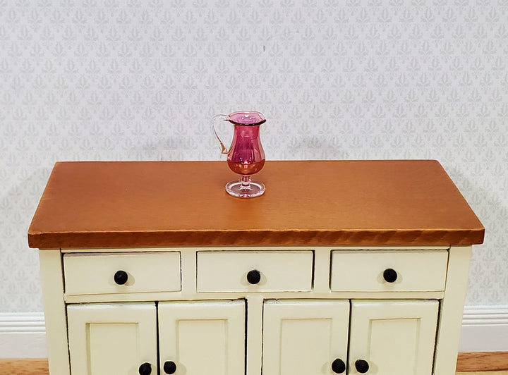 Dollhouse Pedestal Pitcher with Handle Cranberry Glass 1:12 Scale by Philip Grenyer Hand Blown - Miniature Crush