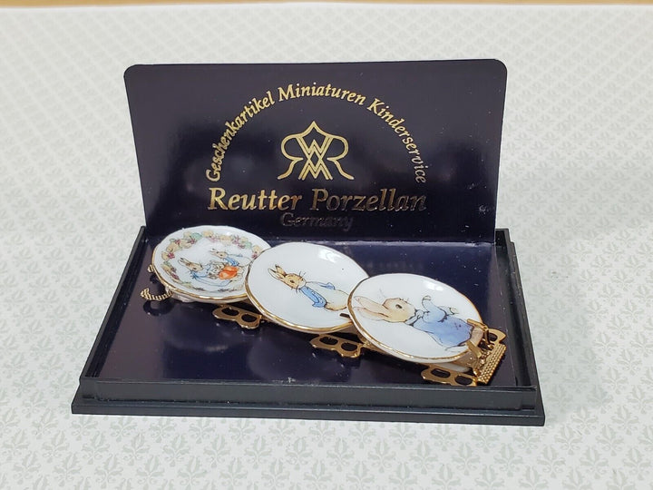 Dollhouse Peter Rabbit Beatrix Potter Reutter Porcelain Plate Set 1:12 Scale - Miniature Crush