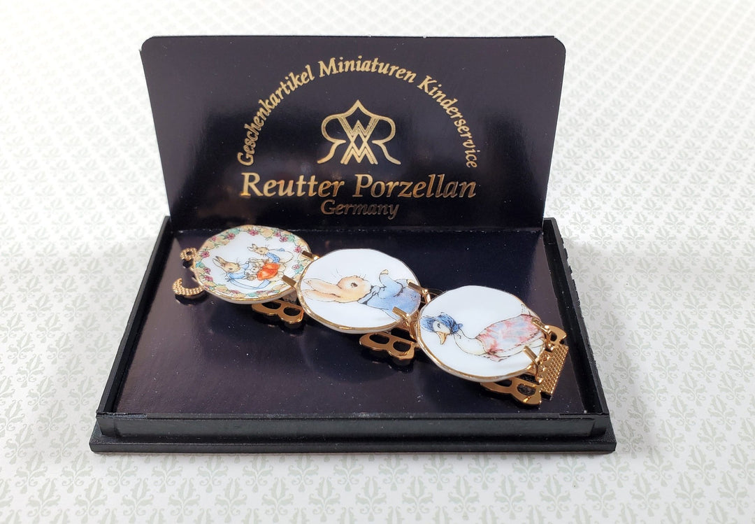 Dollhouse Peter Rabbit Beatrix Potter Reutter Porcelain Plate Set 1:12 Scale - Miniature Crush