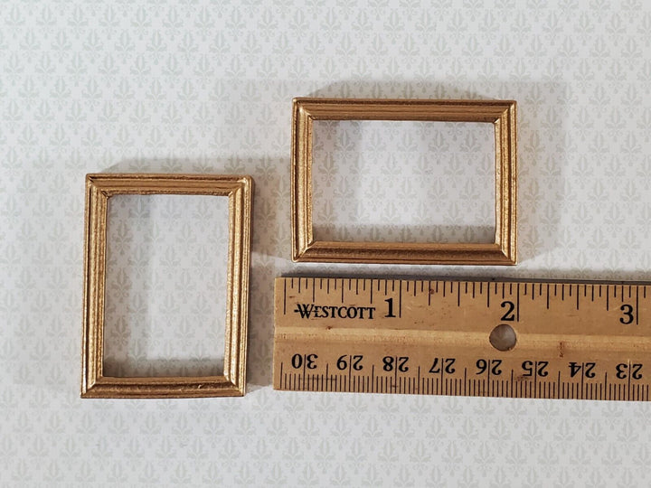 Dollhouse Picture Frame Set of 2 Small Gold for Paintings 1:12 Scale Miniatures - Miniature Crush