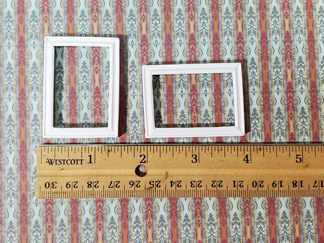 Dollhouse Picture Frame Set of 2 Small White for Paintings 1:12 Scale Miniatures - Miniature Crush