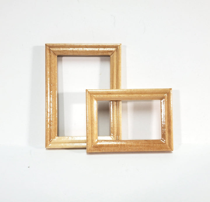 Dollhouse Picture Frames Set of 2 Sizes Wood Light Oak Finish 1:12 Scale Miniatures - Miniature Crush