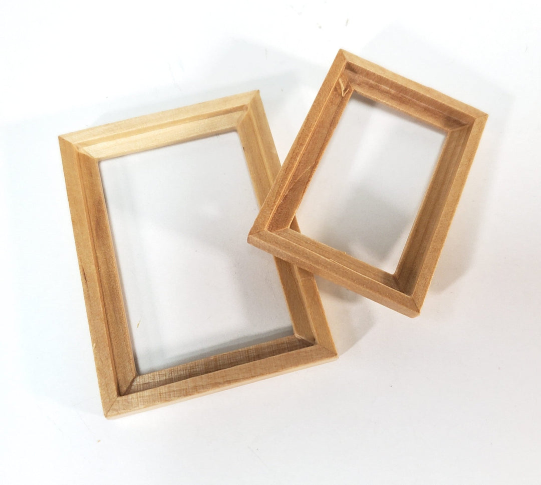 Dollhouse Picture Frames Set of 2 Sizes Wood Light Oak Finish 1:12 Scale Miniatures - Miniature Crush