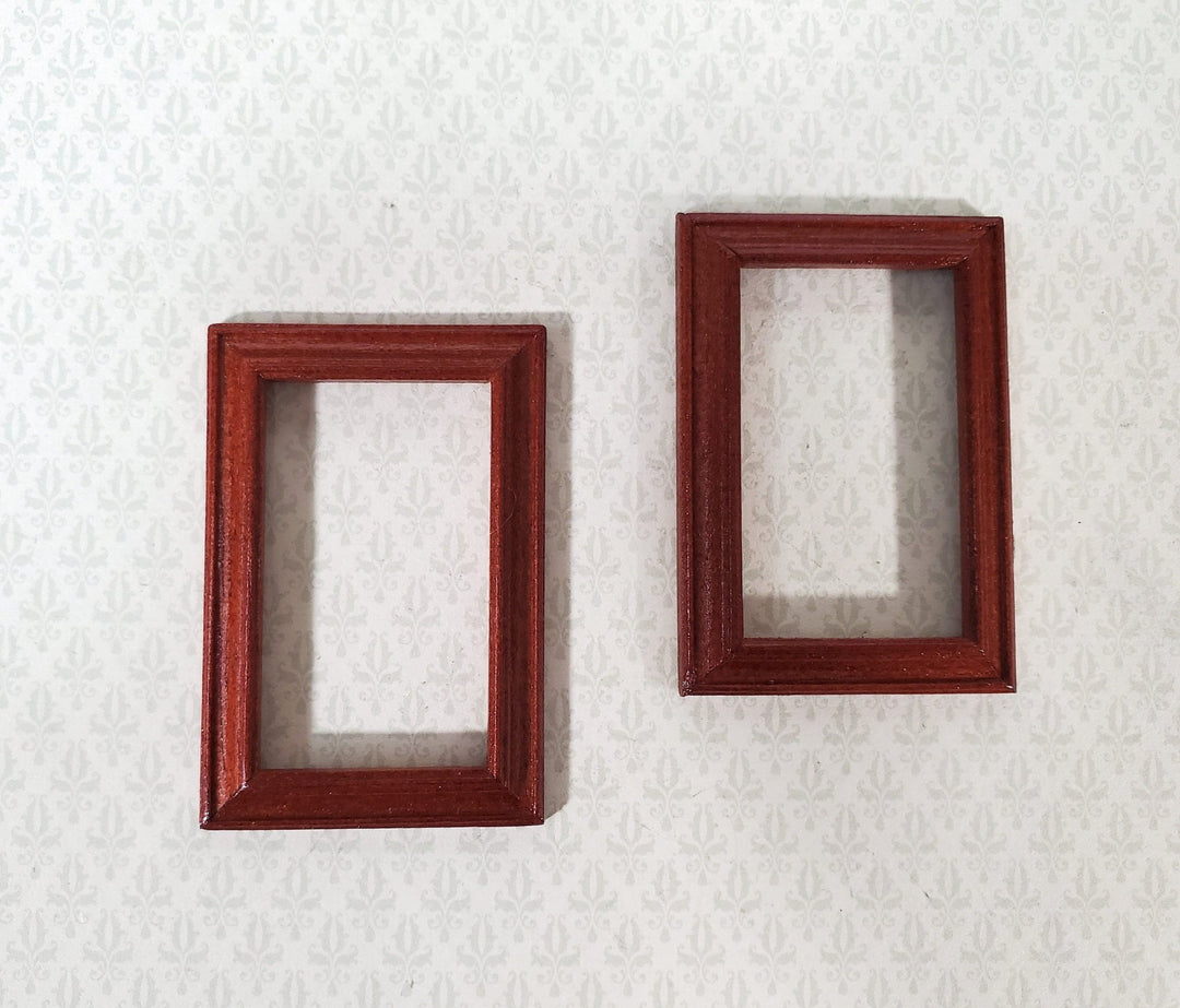 Dollhouse Picture Frames x2 Small for Paintings Wood 1:12 Scale Miniature Mahogany Finish - Miniature Crush