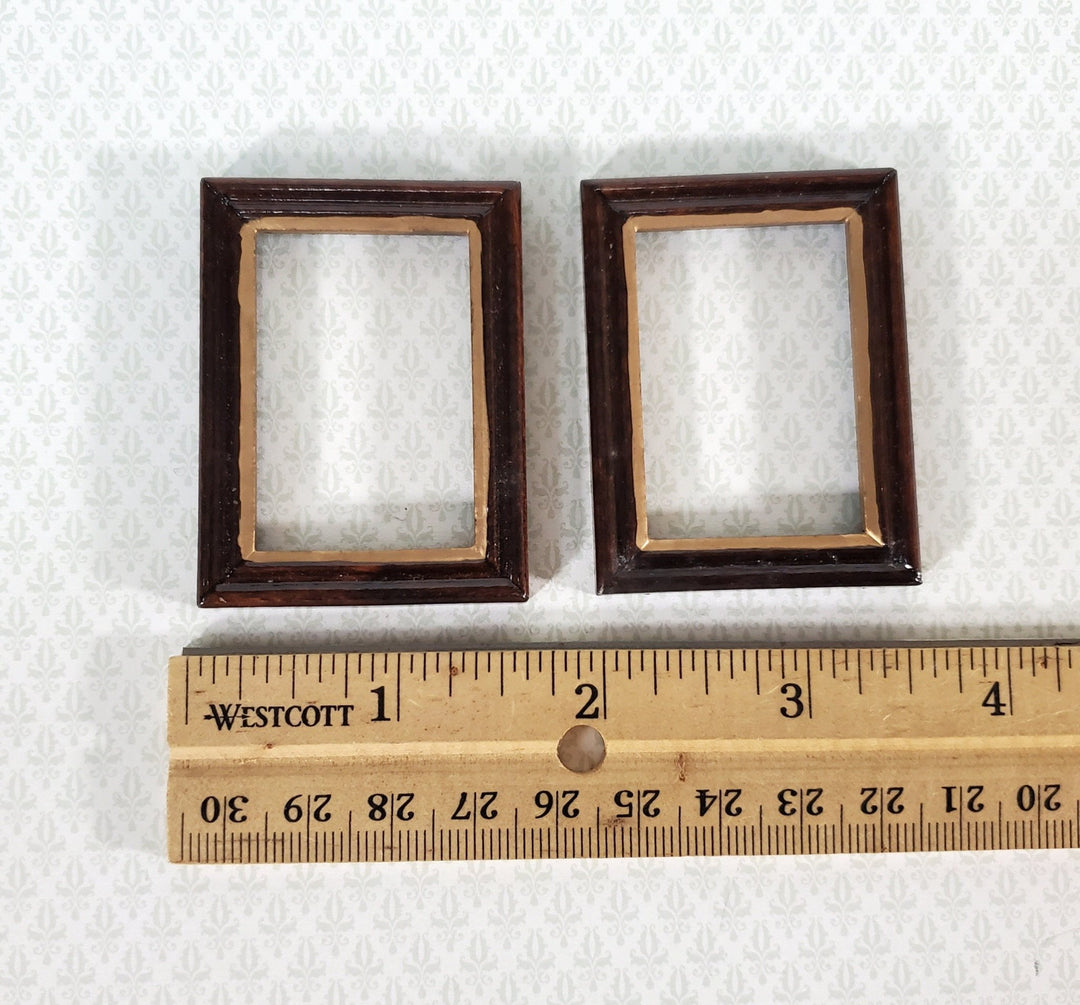 Dollhouse Picture Frames x2 Small Wood with Gold Accent 1:12 Scale Miniature D1956 - Miniature Crush