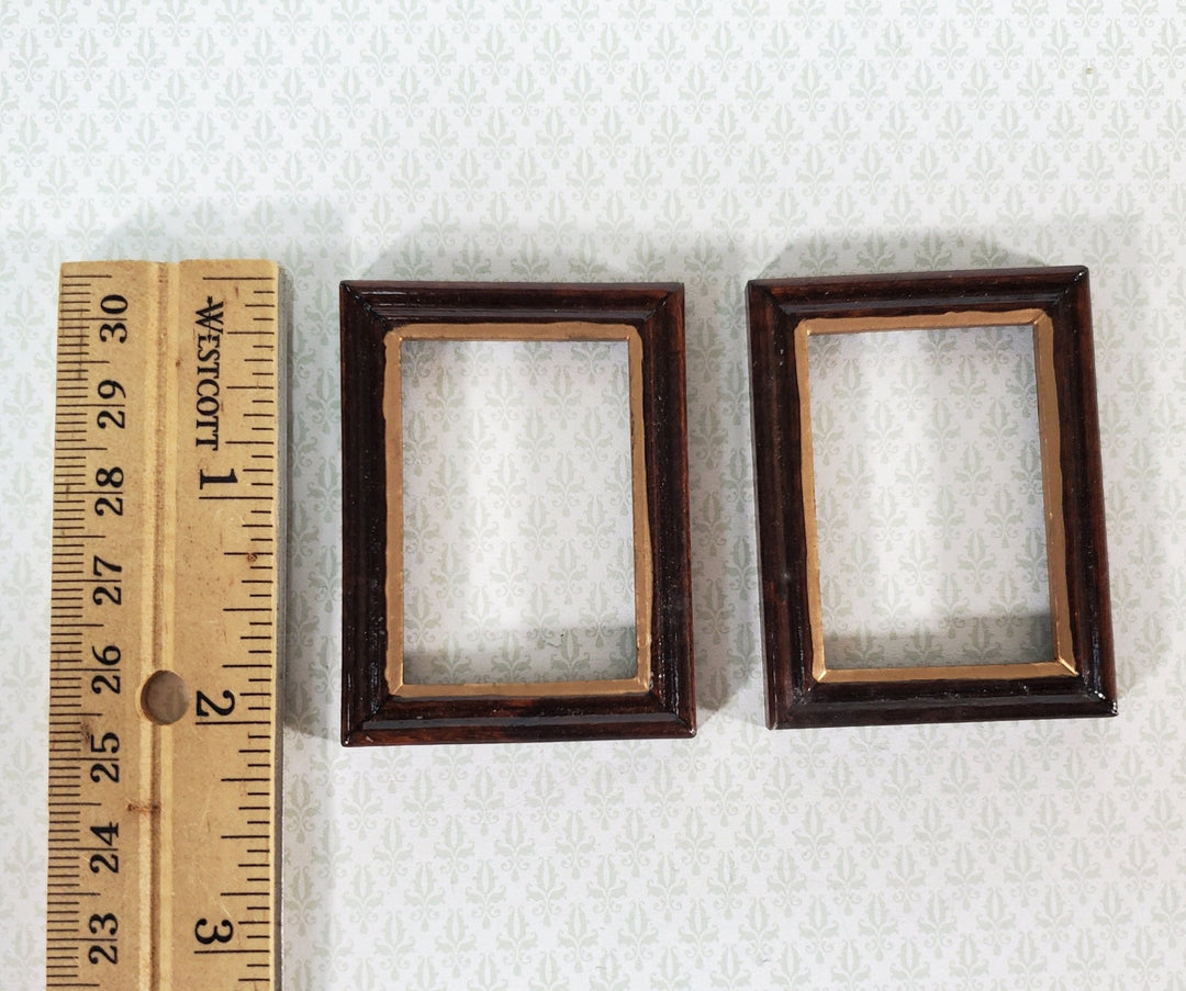 Dollhouse Picture Frames x2 Small Wood with Gold Accent 1:12 Scale Miniature D1956 - Miniature Crush