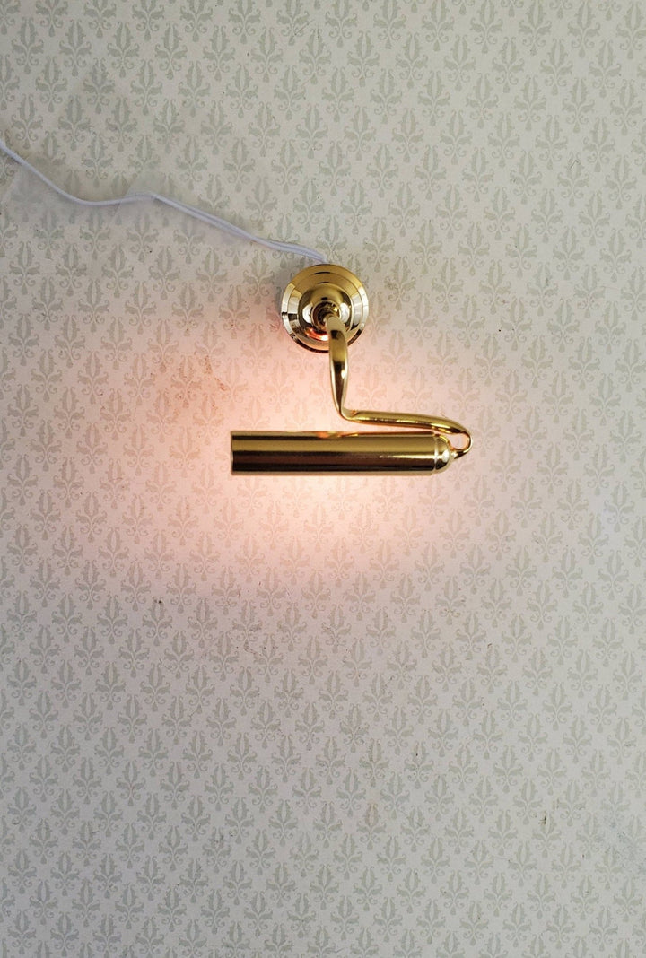 Dollhouse Picture Light Gold Brass 12 Volt with Plug 1:12 Scale Miniature Lamp - Miniature Crush
