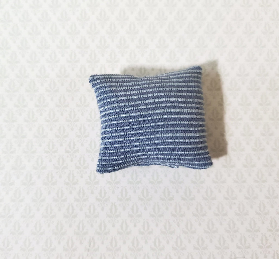 Dollhouse Pillow Blue & White Handmade 1:12 Scale Miniature 1 3/8" - Miniature Crush