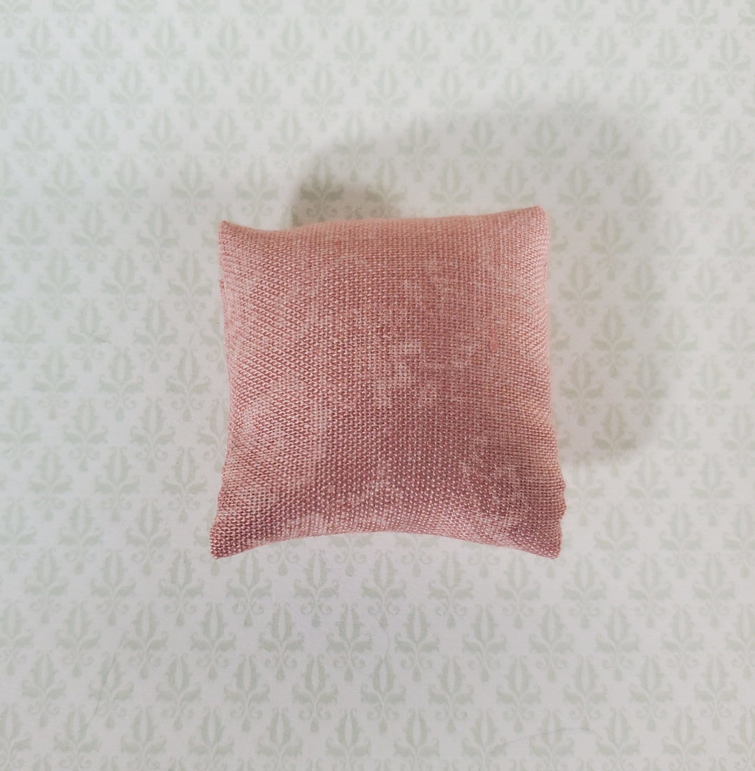Dollhouse Pillow Dusty Rose with Floral Pattern Handmade 1:12 Scale Miniature - Miniature Crush