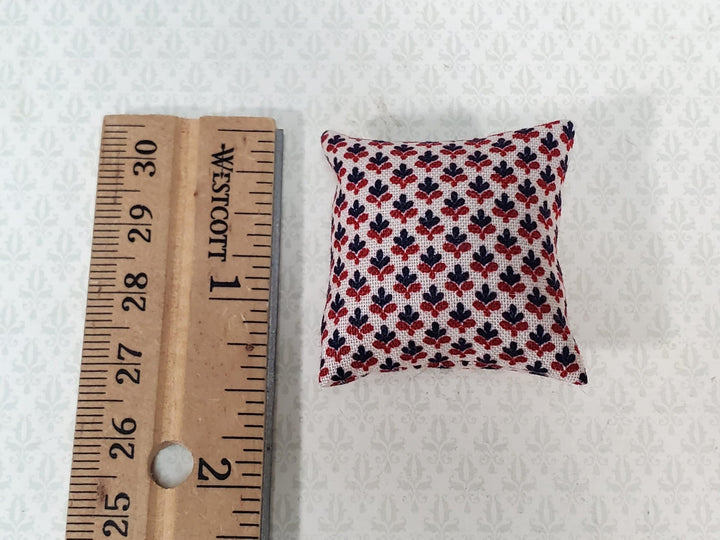 Dollhouse Pillow Red White & Blue Print Handmade 1:12 Scale Miniature 1 1/2" - Miniature Crush