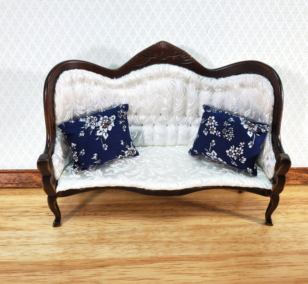 Dollhouse Pillows Navy Blue & White Floral Set of 2 1:12 Scale Miniature - Miniature Crush