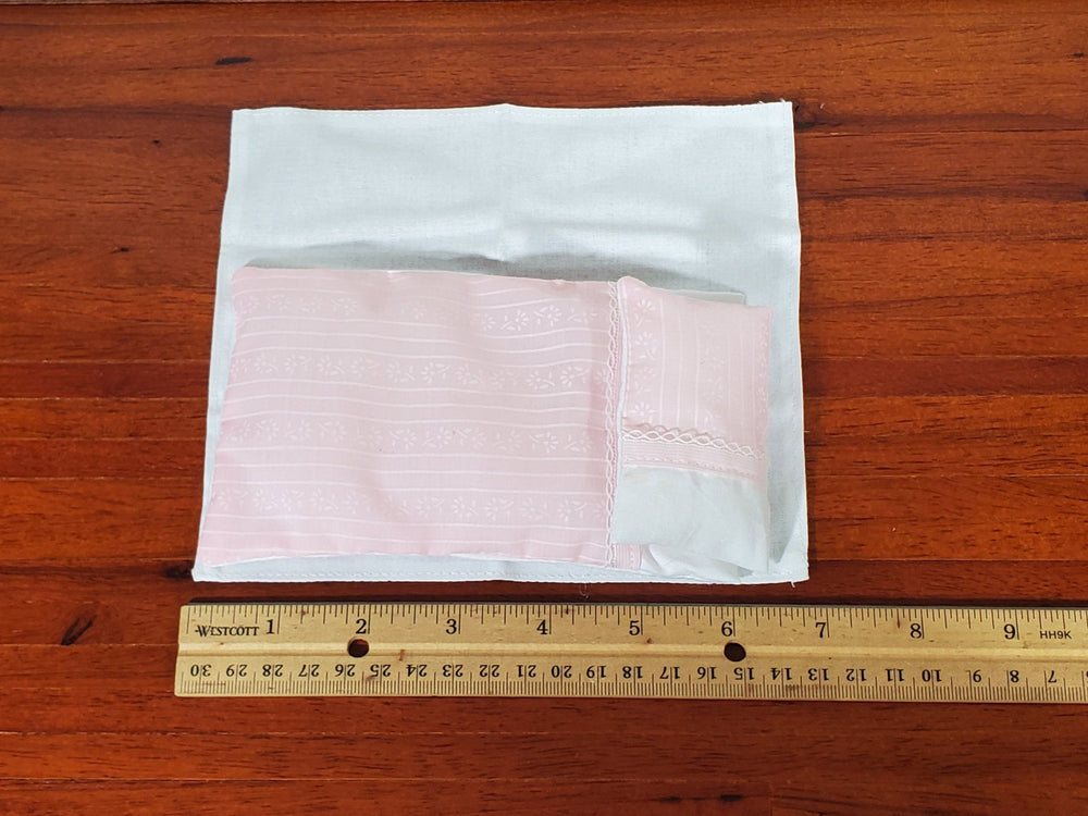 Dollhouse Pink Bedding Set Twin Single Size Pillow Sheet Comforter 1:12 Scale Miniature - Miniature Crush