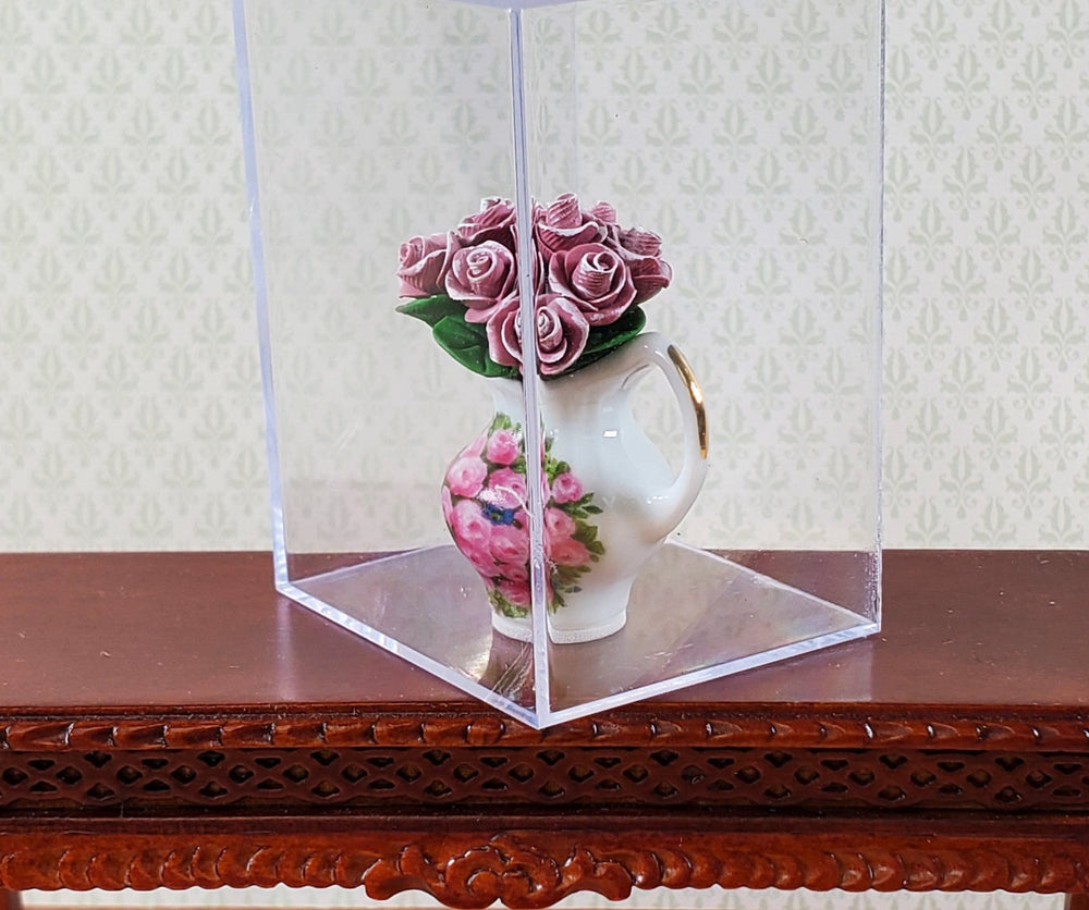 Dollhouse Pink Roses In Reutter Porcelain Pitcher Vase 1:12 Scale Miniature - Miniature Crush