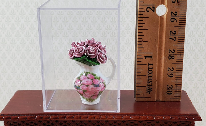 Dollhouse Pink Roses In Reutter Porcelain Pitcher Vase 1:12 Scale Miniature - Miniature Crush