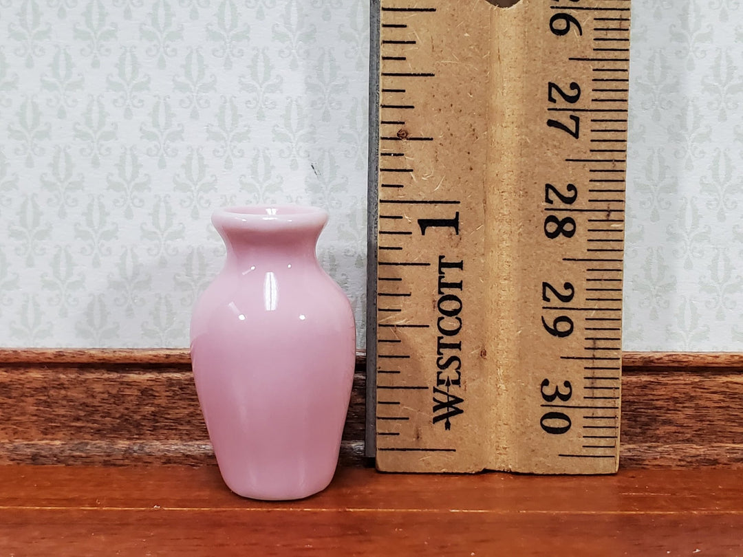 Dollhouse Pink Vase Tall Ceramic for Flowers or Decoration 1:12 Scale Miniature - Miniature Crush