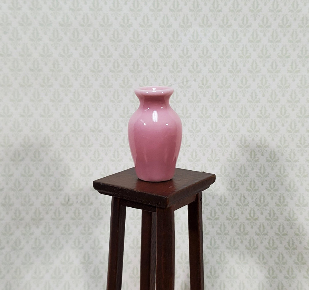 Dollhouse Pink Vase Tall Ceramic for Flowers or Decoration 1:12 Scale Miniature - Miniature Crush
