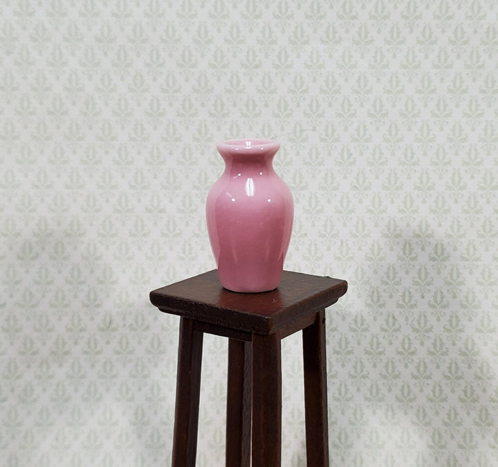 Dollhouse Pink Vase Tall Ceramic for Flowers or Decoration 1:12 Scale Miniature - Miniature Crush