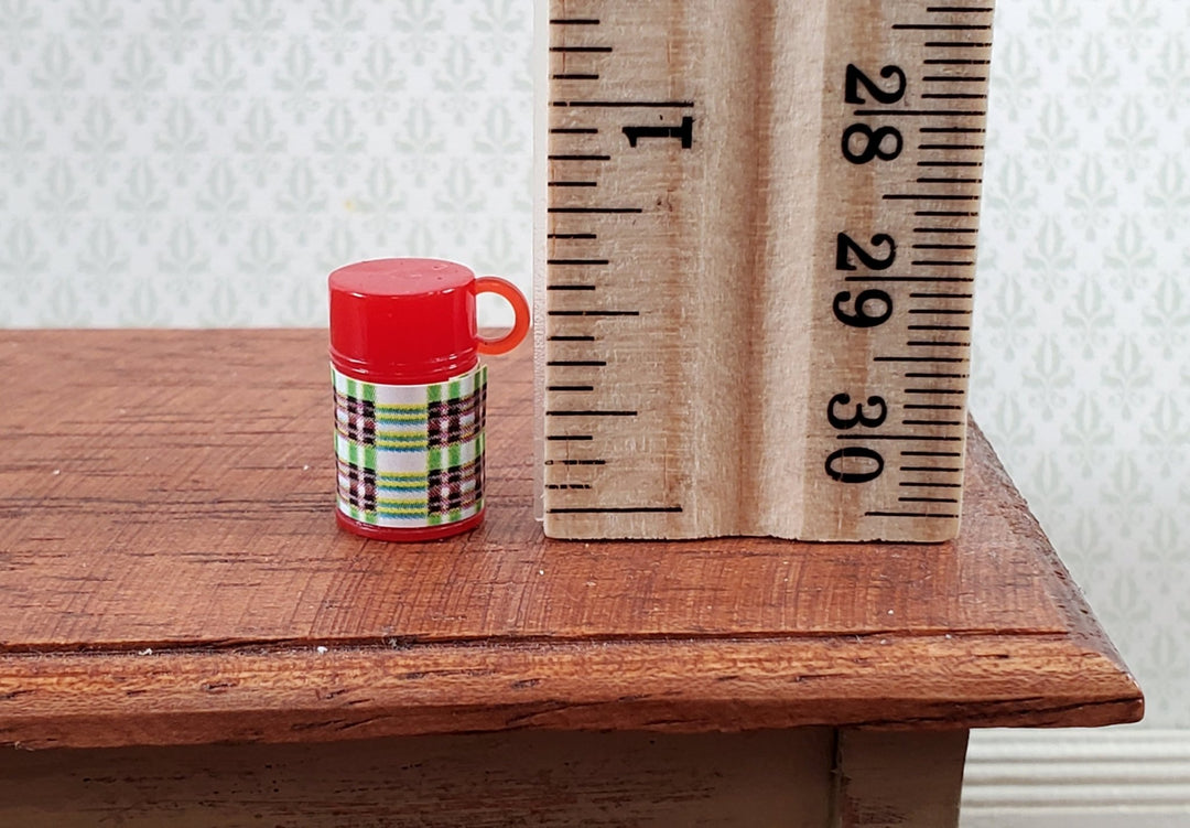 Dollhouse Plaid Thermos Red 5/8" 1:12 Scale Miniature Kitchen Supplies - Miniature Crush