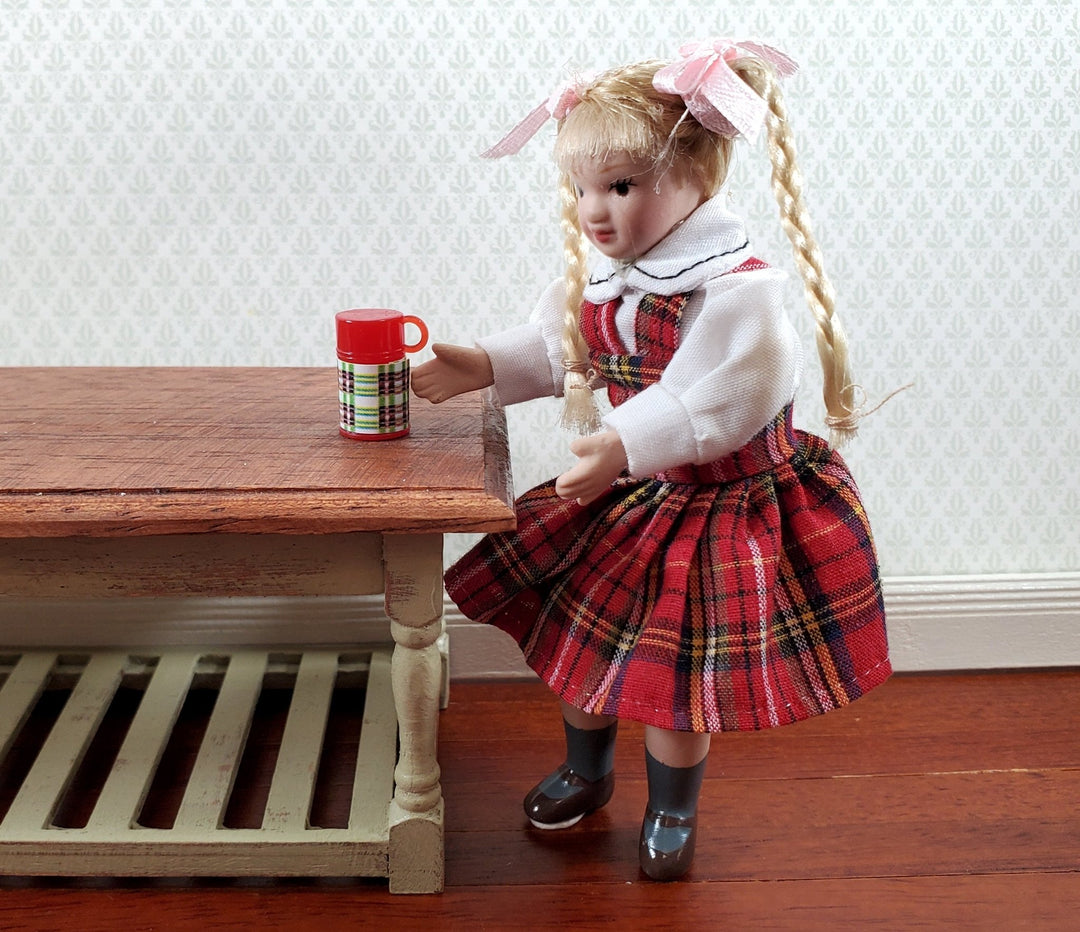Dollhouse Plaid Thermos Red 5/8" 1:12 Scale Miniature Kitchen Supplies - Miniature Crush