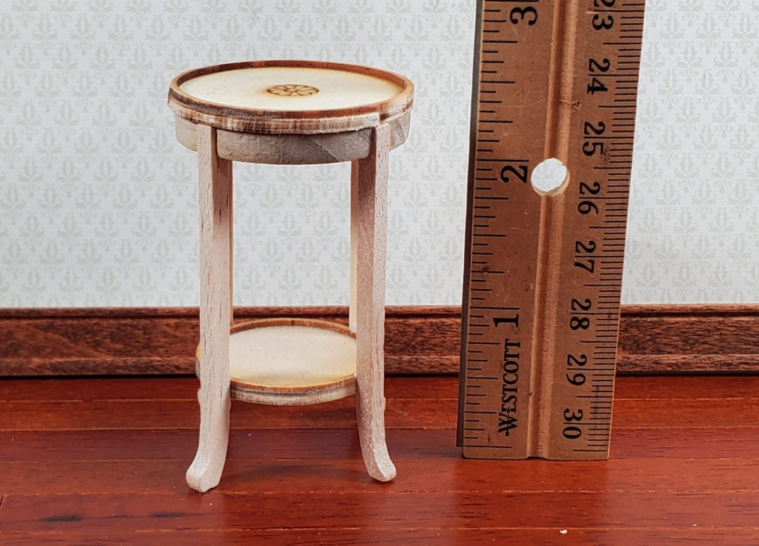 Dollhouse Plant Fern Stand Round Side Table Unpainted Wood 1:12 Scale Furniture - Miniature Crush