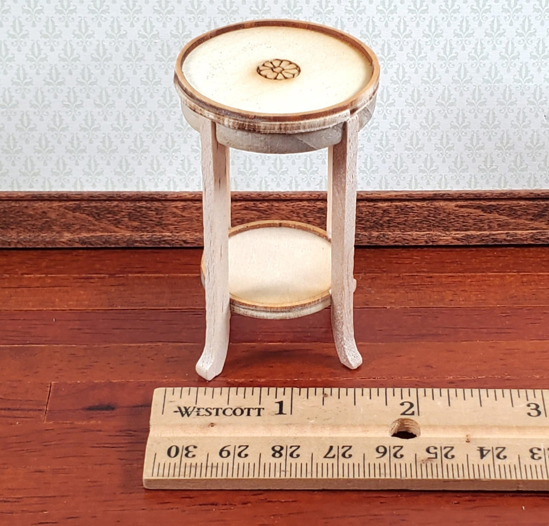 Dollhouse Plant Fern Stand Round Side Table Unpainted Wood 1:12 Scale Furniture - Miniature Crush