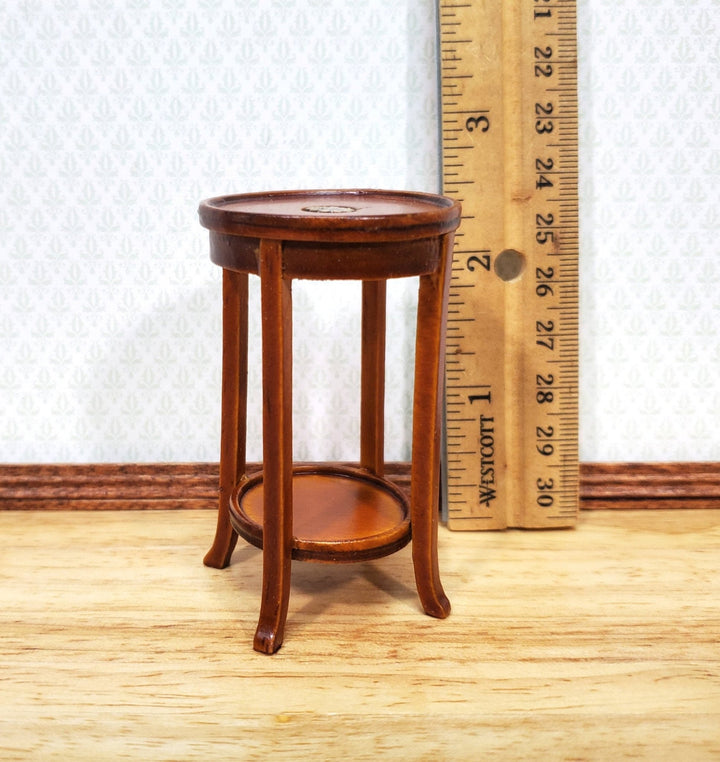 Dollhouse Plant Fern Stand Round Side Table Walnut Finish 1:12 Scale Furniture - Miniature Crush