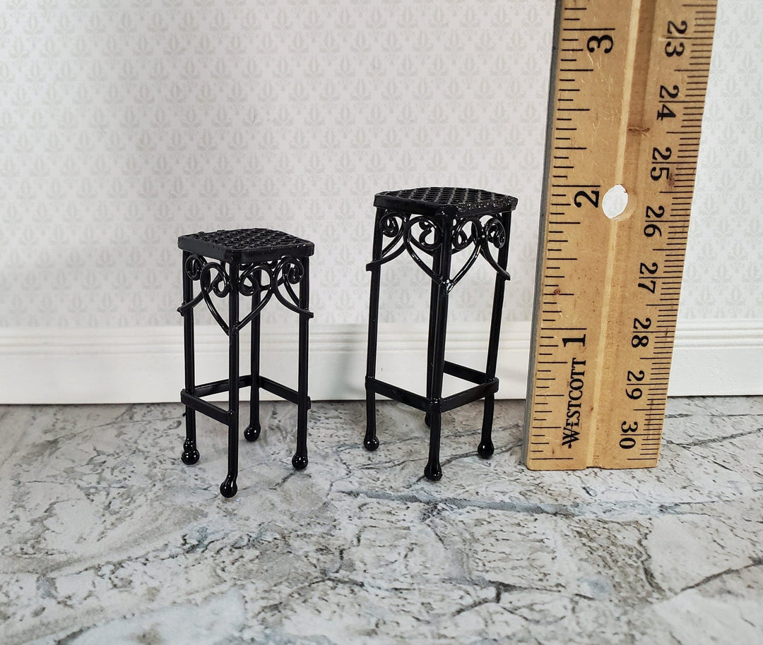 Dollhouse Plant Stand Set of 2 Black Wire Metal 1:12 Scale or Fairy Garden - Miniature Crush