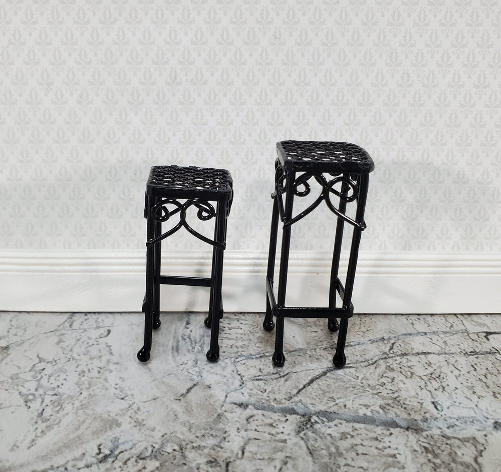 Dollhouse Plant Stand Set of 2 Black Wire Metal 1:12 Scale or Fairy Garden - Miniature Crush