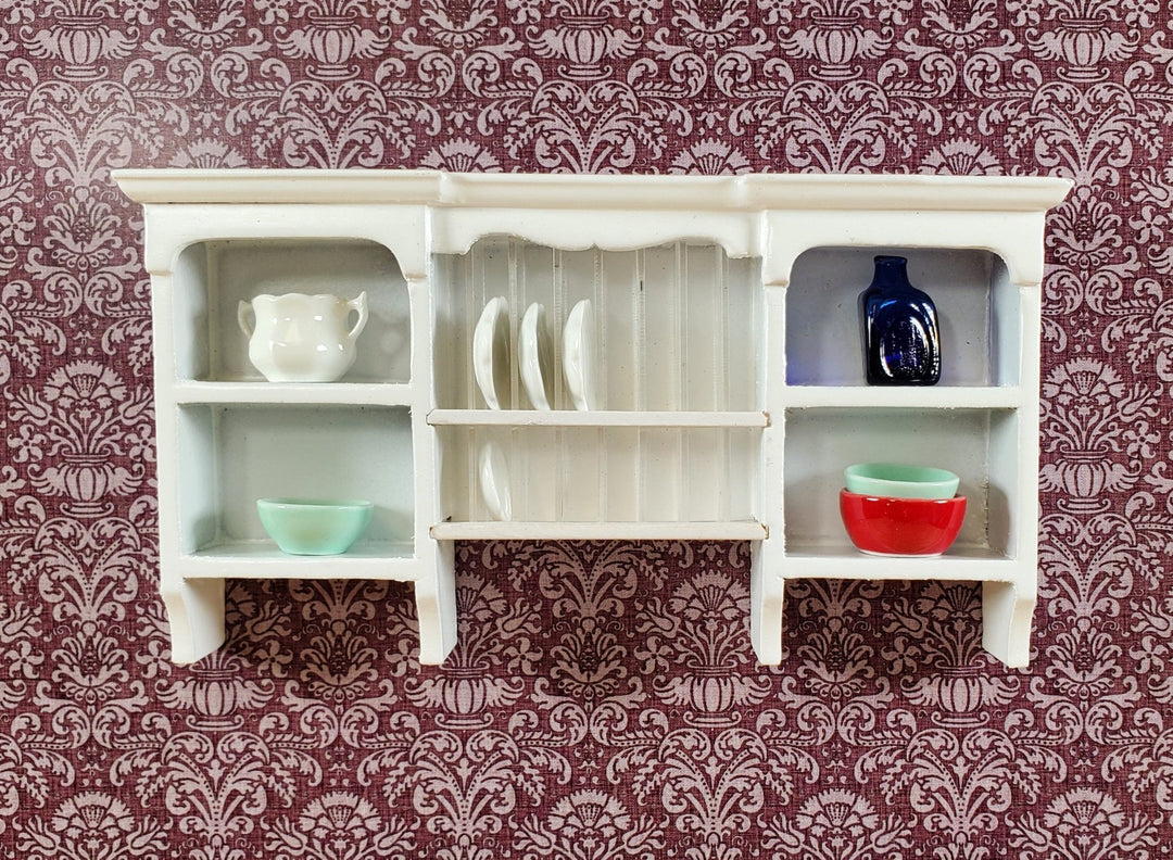 Dollhouse Plate Rack Kitchen Shelf White Wood 1:12 Scale Miniature Shelves - Miniature Crush