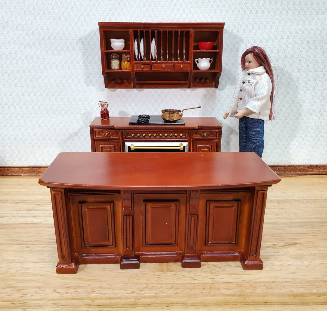 Dollhouse Plate Rack Shelf Kitchen Walnut with Drawers and Shelves 1:12 Scale Miniature - Miniature Crush