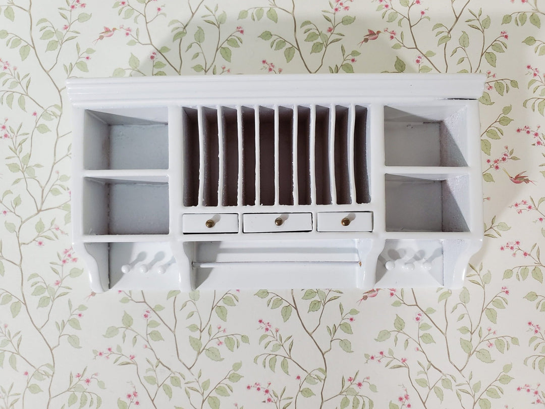 Dollhouse Plate Rack Shelf Kitchen White with Drawers and Shelves 1:12 Scale Miniature - Miniature Crush