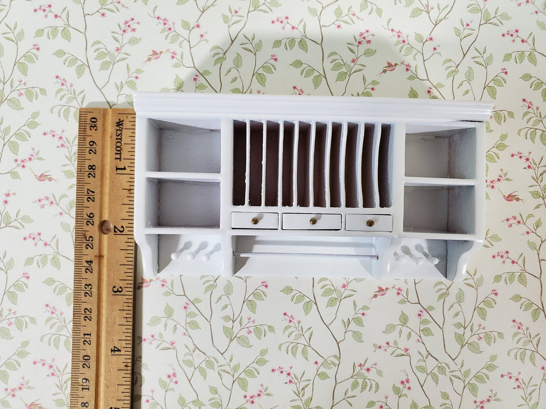 Dollhouse Plate Rack Shelf Kitchen White with Drawers and Shelves 1:12 Scale Miniature - Miniature Crush