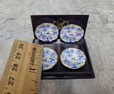 Dollhouse Plates Blue White Gold Trim Set of 4 Reutter Porcelain 1:12 Scale Miniatures - Miniature Crush