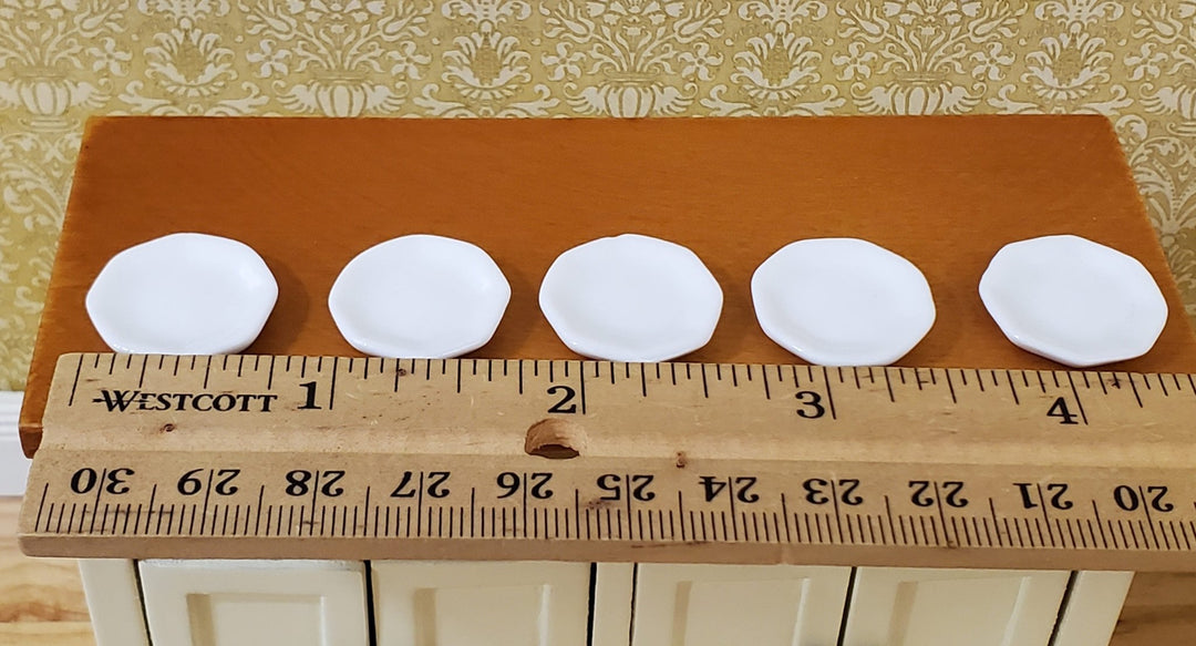 Dollhouse Plates Small Set of 5 All White Ceramic 1:12 Scale Miniatures 3/4" - Miniature Crush