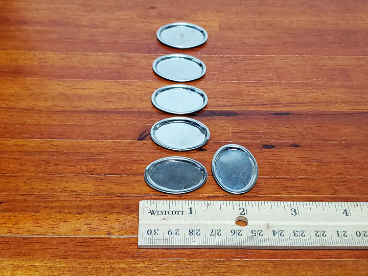 Dollhouse Platters Set of 6 Silver Metal Oval 1:12 Scale Miniatures Kitchen - Miniature Crush