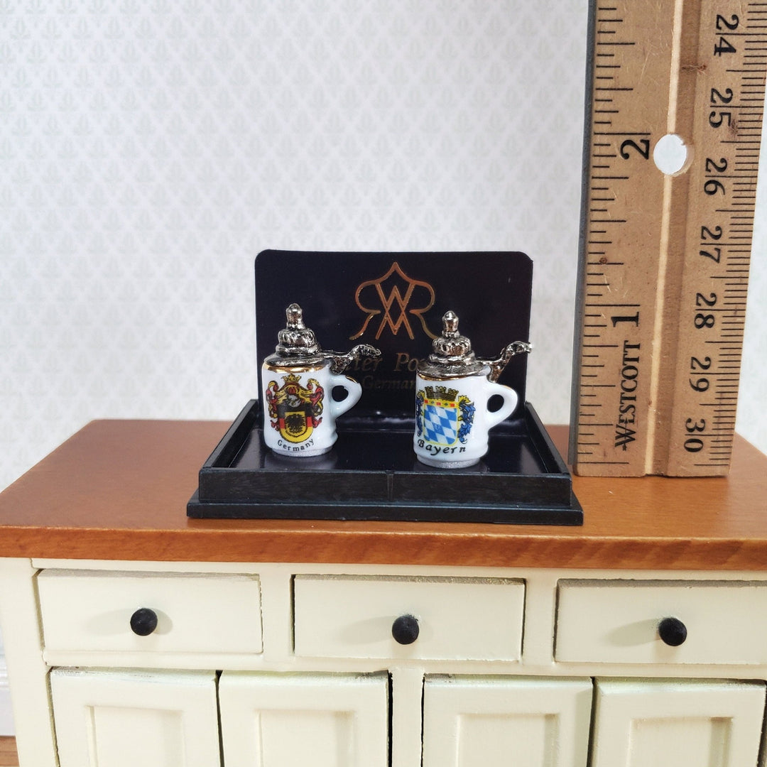 Dollhouse Porcelain Beer Tankard Mugs 1:12 Scale Miniature Set of 2 Reutter Porcelain - Miniature Crush